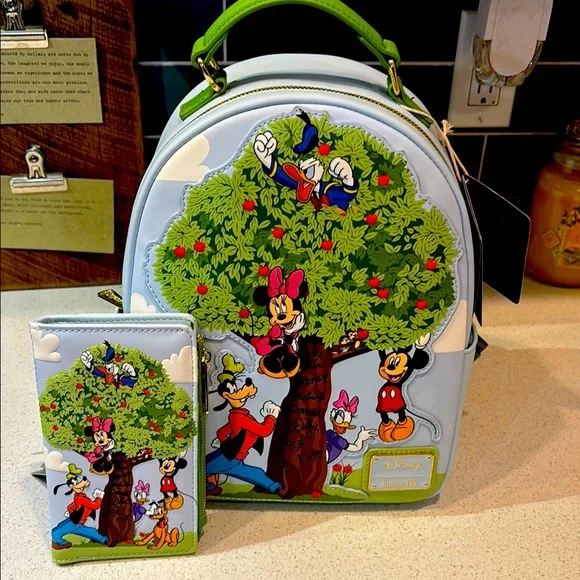 Loungefly NWT Mickey and Friends Apple Tree Backpack and Wallet Set WDBK2633-02_cc8025f2-beee-413a  main image 2